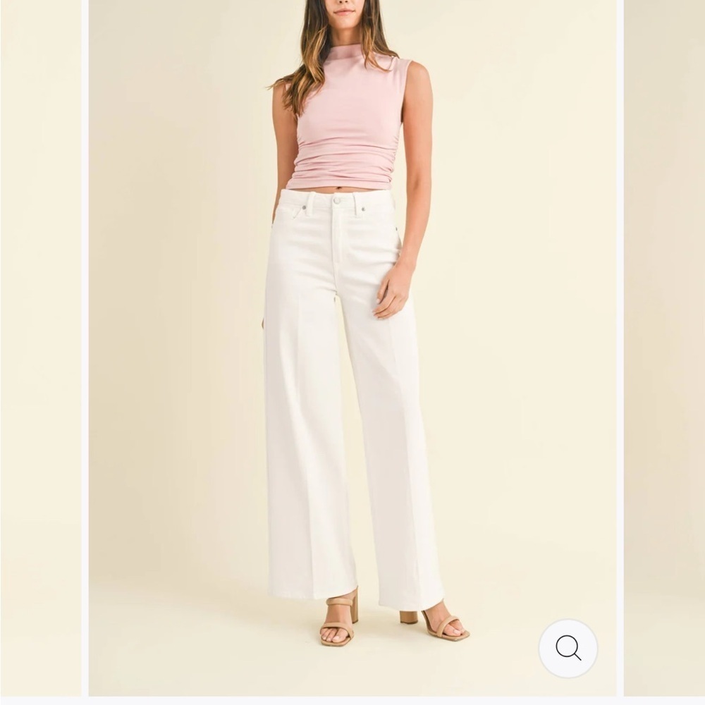 Just Black Wide Leg Flare Jeans in White